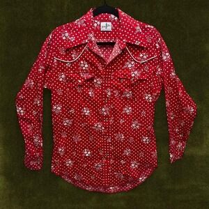 1970s Dagger Collar Cotton Pearl Snap Tem-Tex Western Shirt Small